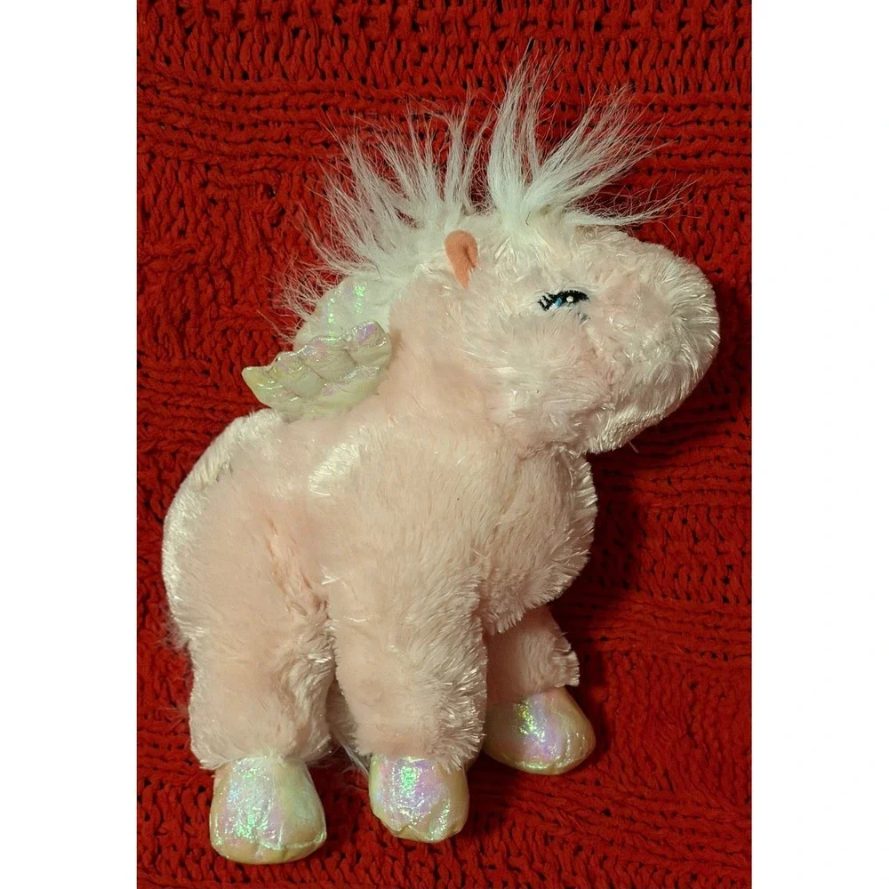 Webkinz Pink Pegasus Plush Ganz Iridescent Wings Hooves Mythical Animal NO CODE